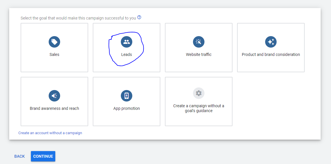 Leads option google ads