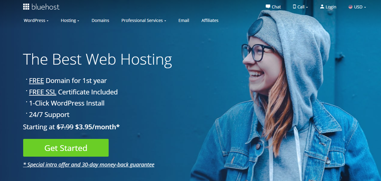 Bluehost landing page